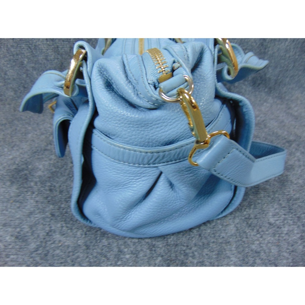 Michael Kors Purse Light Blue Bedford Leather Shoulder Bag Gold Tone Hardware - Picture 5 of 16